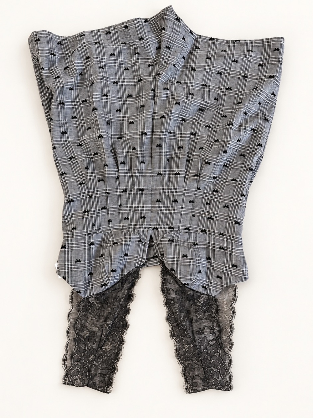 Grey Plaid with Hearts Lace-Trim one piece - Women’s Anthropologie
